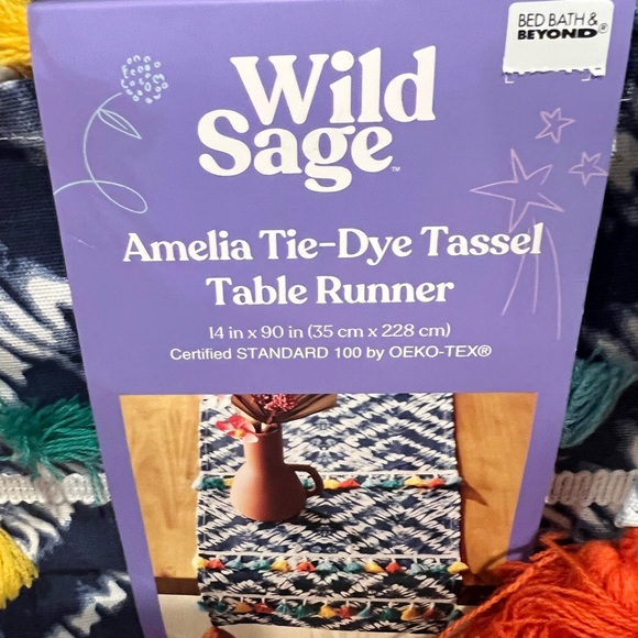 Tie-Dye Tassel Table Runner - Multicolor - Picture 2 of 4